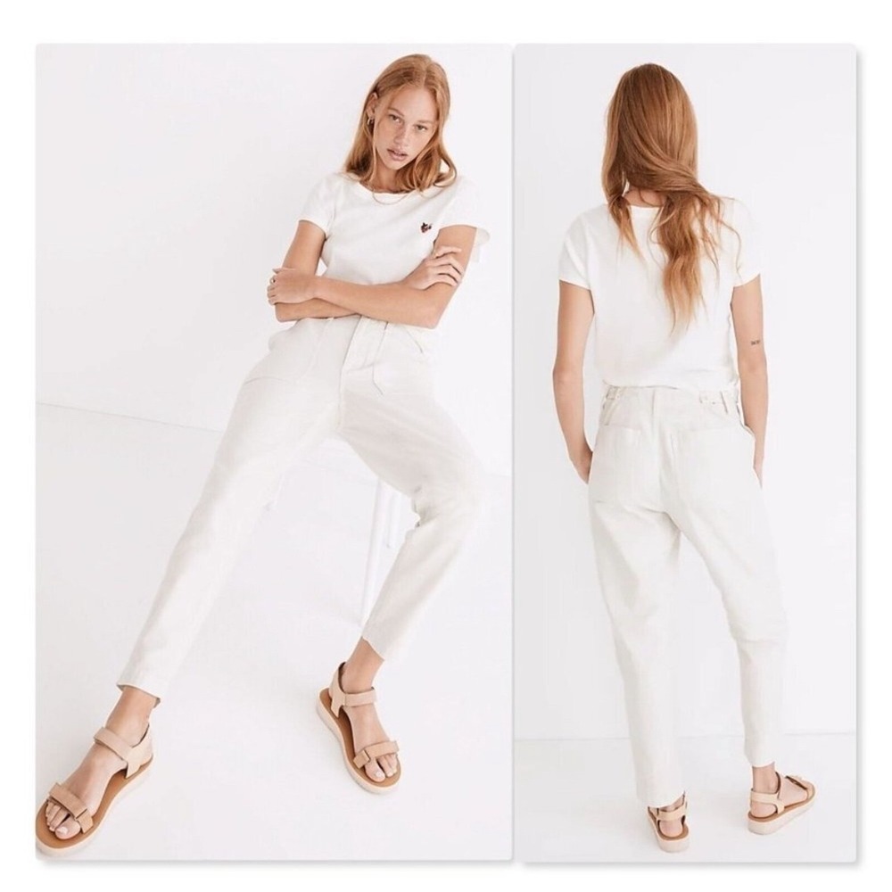 Madewell Griff Tapered Fatigue Cargo‎ Pants Size 30 Cropped Ankle Form Gray